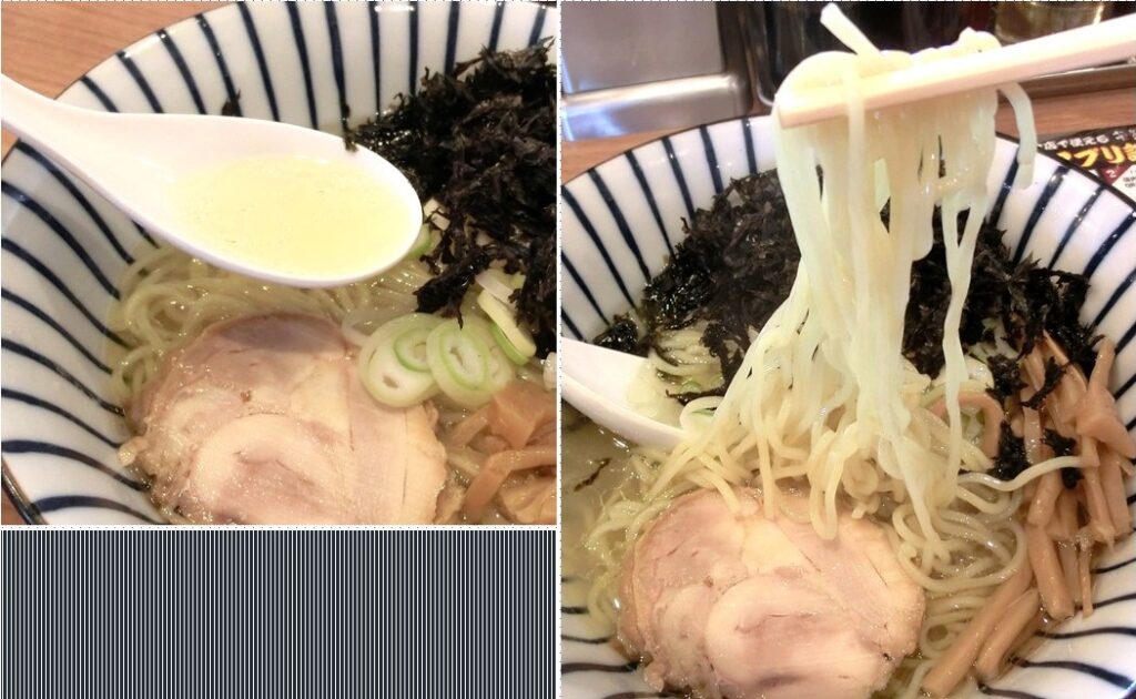 「漆黒の鶏そば」のスープ（左）と 麺（右）