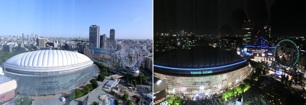 ホテルの部屋から見える「東京ドーム」
