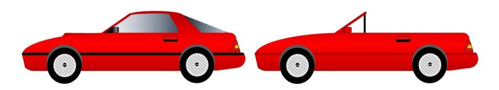 3代目RX-7のイメージ:右がカプリオレ(パワポで作成)