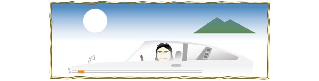 寝起きの悪い友人の「3代目サニー」1200クーペのイメージ(パワポで作成)