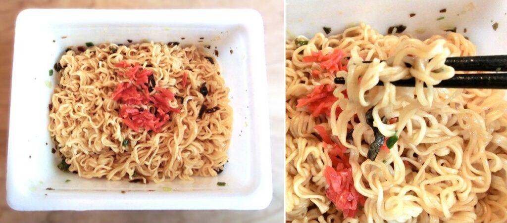 完成した「豚骨味やきそば」