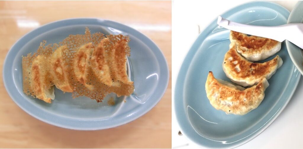 【万里】の新旧餃子比較(左:2025年 右:2022年)
