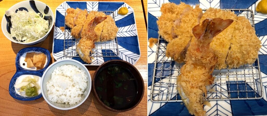 ロースかつ定食（130g）＋海老フライ（半身）