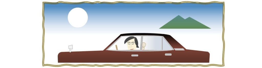 「３代目マークⅡ」にのる友人のイメージ（パワポで作成）