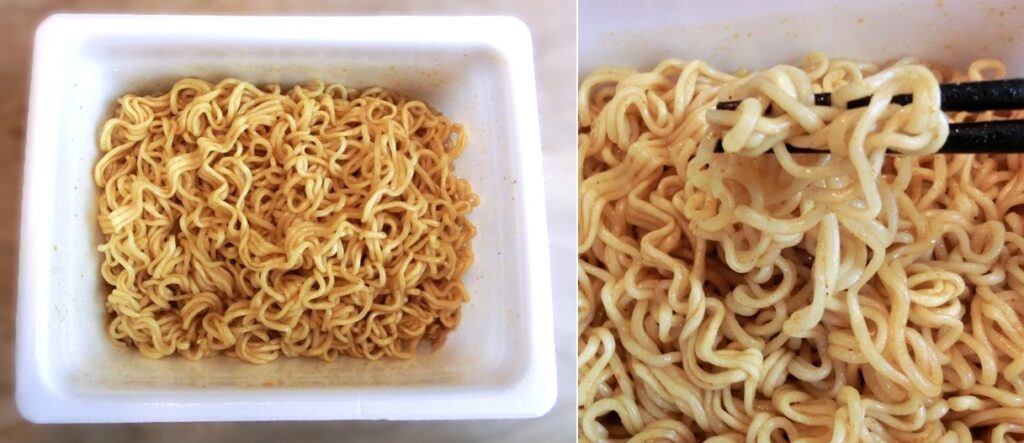 完成した「マヨツナカレー味やきそば」：マヨネーズをかける前