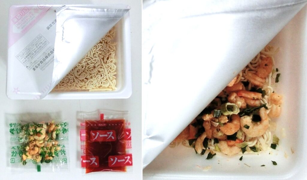 「チリチリエビチリ風やきそば」の具たち