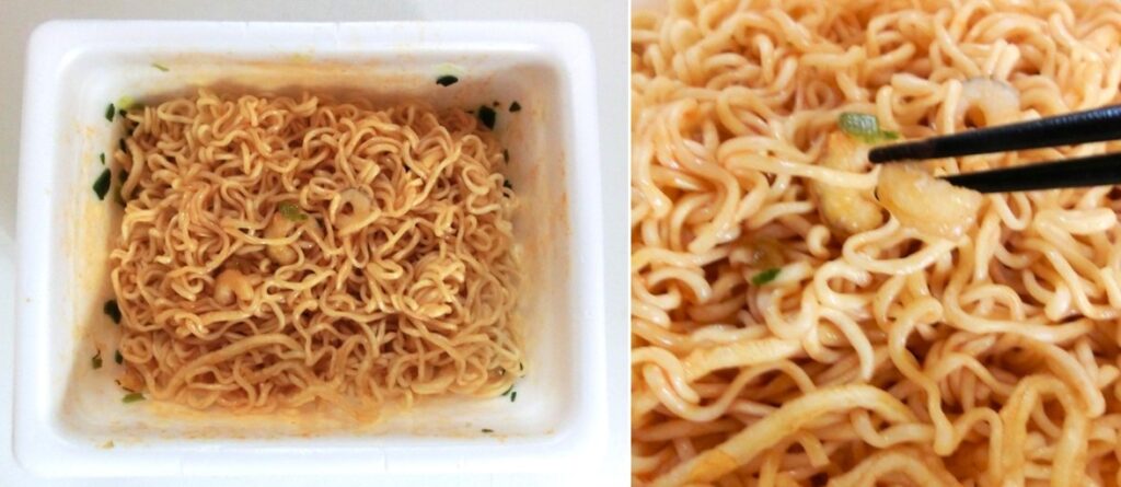 完成した「チリチリエビチリ風やきそば」