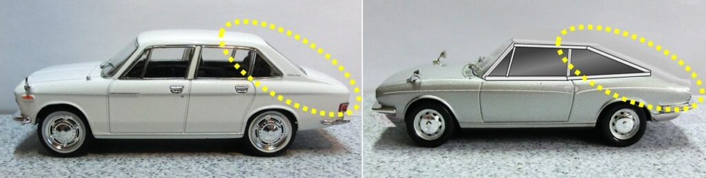 「フローリアン（左）」と「117スポーツ プロトタイプ（右）」のサイドビュー比較