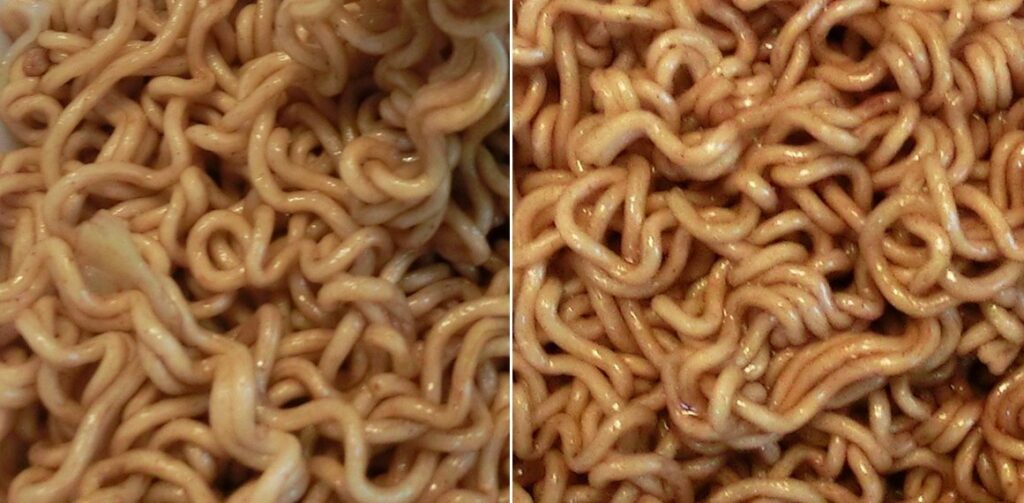 特製油を加える前（左）と 加えた後（右）