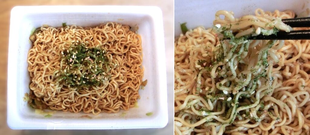 「ソースやきそば岩井の胡麻油付き」の完成