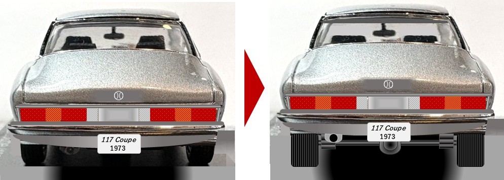 ノーマル仕様（右）と ホットロッド仕様（左：ミニカーをパワポで加工）