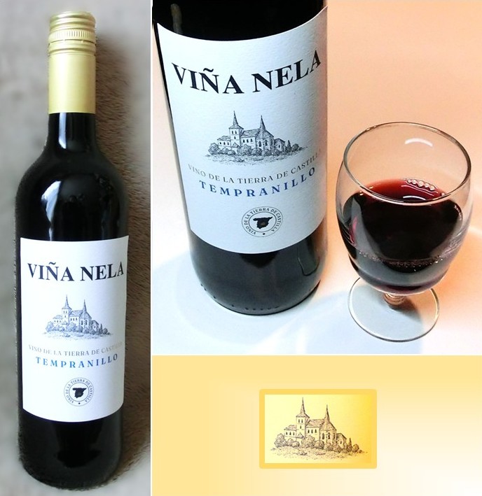 「ビーニャ・ネラ テンプラニーリョ」のボトルとグラス