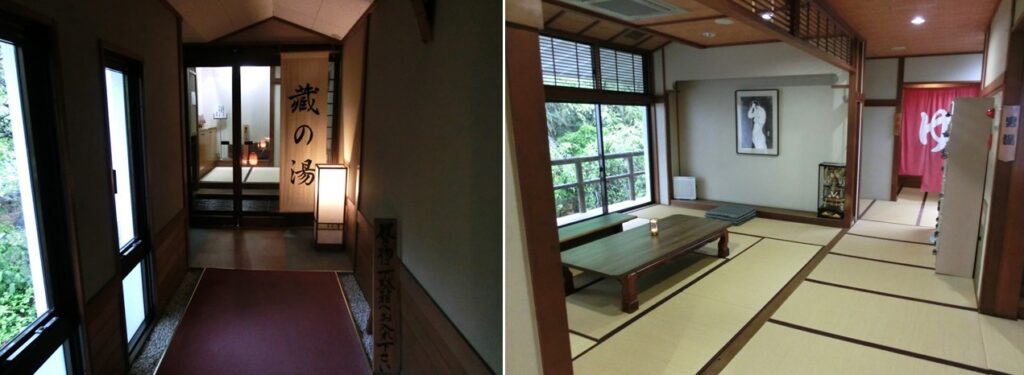 お風呂の入口（左）と 湯上り処（右）